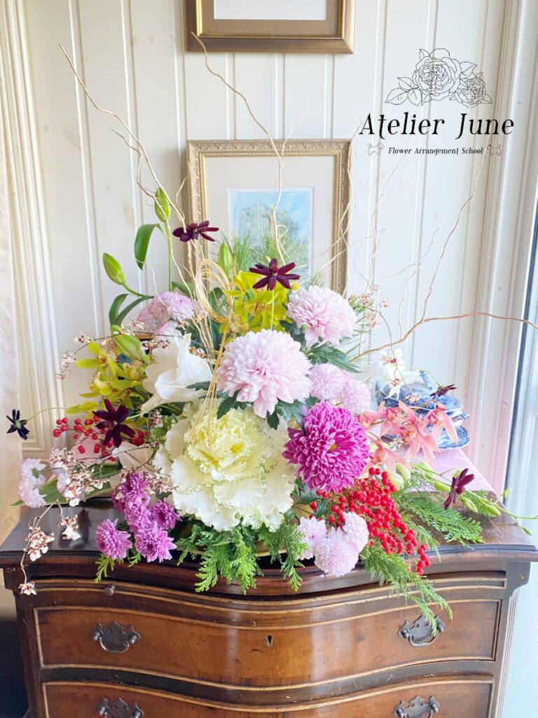 お正月迎春フラワーアレンジメント