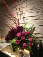 活け込み、店舗花装花、ダリアの黒蝶、バラのオールフォーラブ