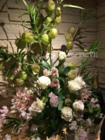 活け込み、店舗花装花、フウセントウワタ、バラ、