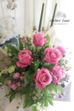 母の日・フラワーギフト・お祝い花・プレゼント・バラ・オールフォーラブ・スズラン・オダマキ・ブラックバロー、クレメンタインローズ